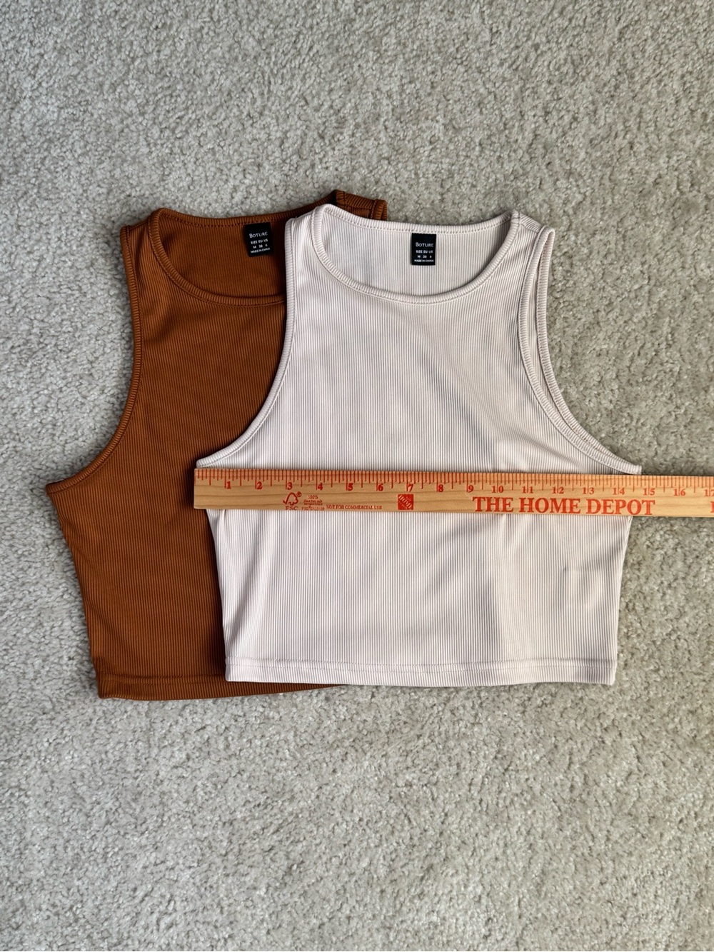 Pair of Two Cropped Ribbed Tank Tops — Cream & Brown Size 6